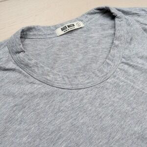 Buck Mason Tee Shirt Mens L Heathered Gray Slub Curved Hem Cotton Made in USA